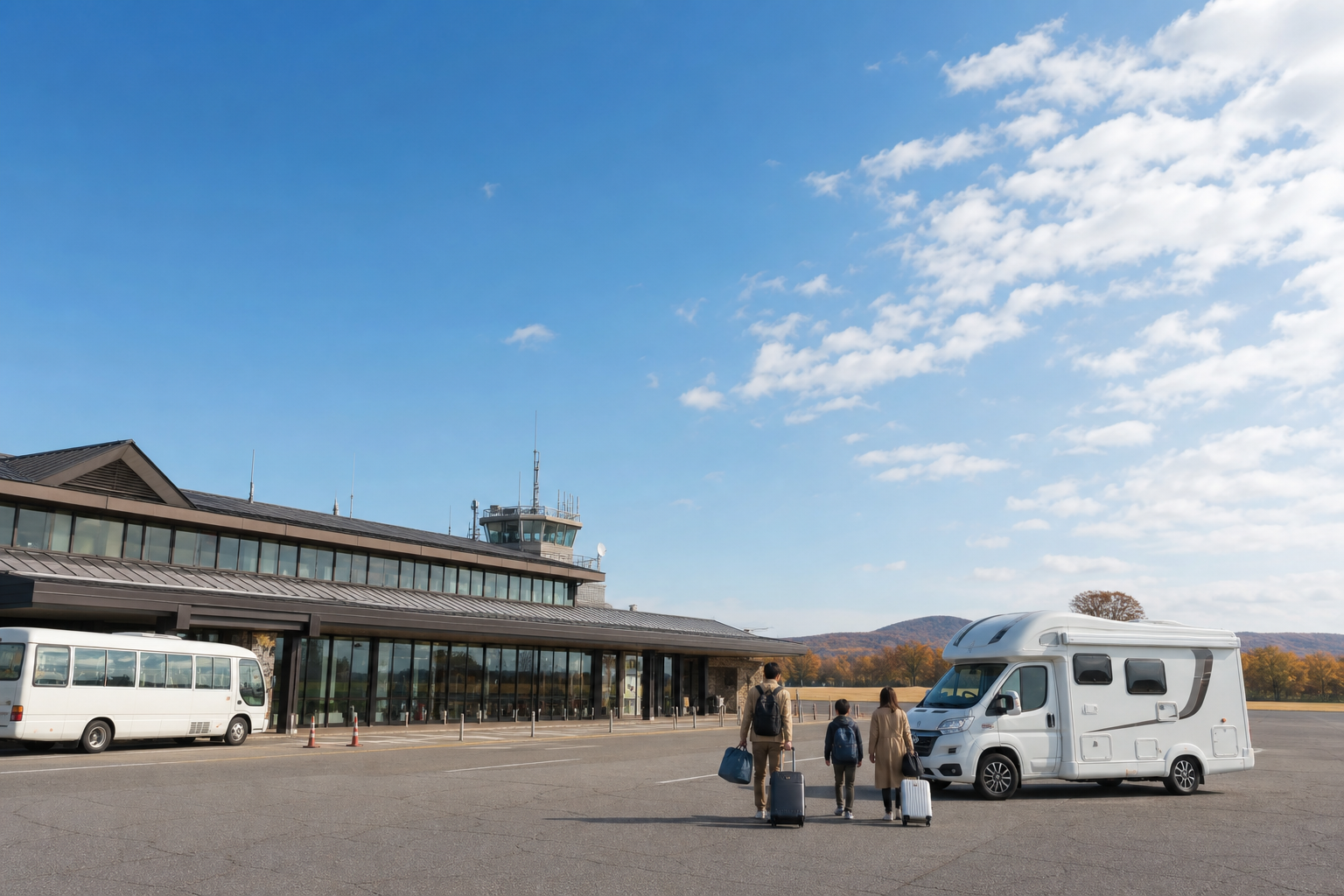 女満別空港からキャンピングカーで走り出し、網走・知床方面へ向かう道東の風景