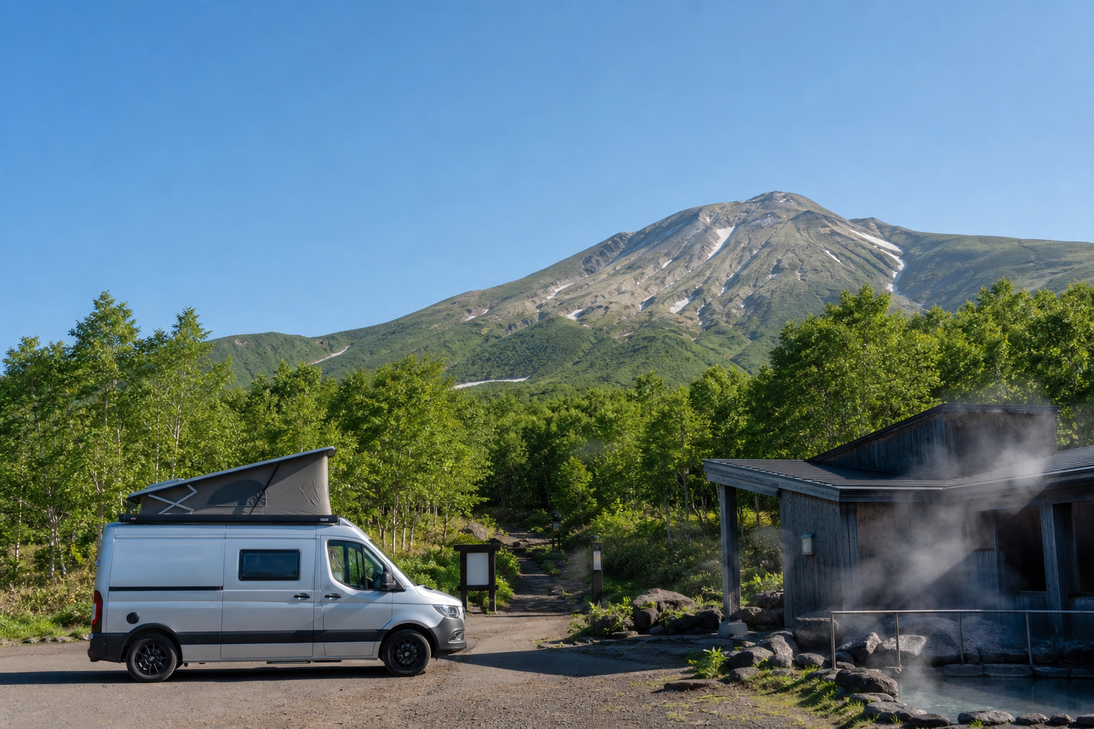 五色溫泉附近的新雪谷安努普利山登山口與新雪谷野營場示意圖