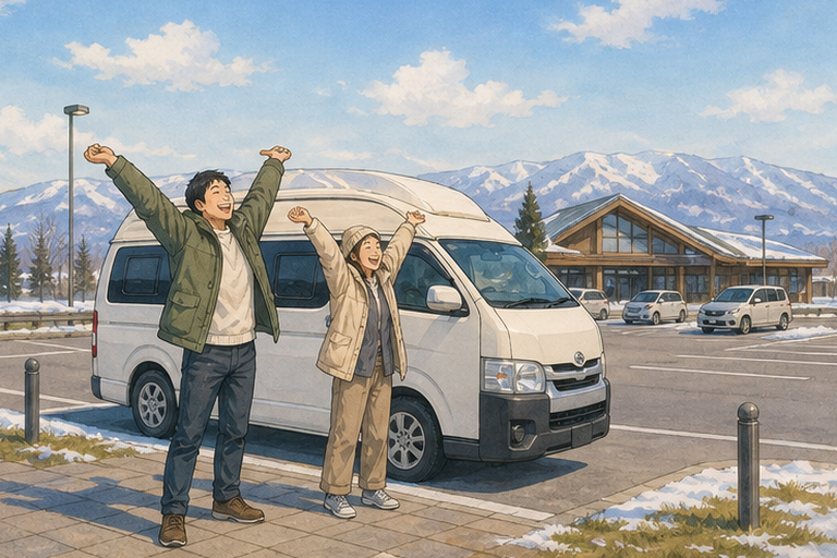 RV 파크에 선 캠핑카가 겨울철에 닫는 캠핑장을 대신하는 현실적인 선택지를 보여 준다.