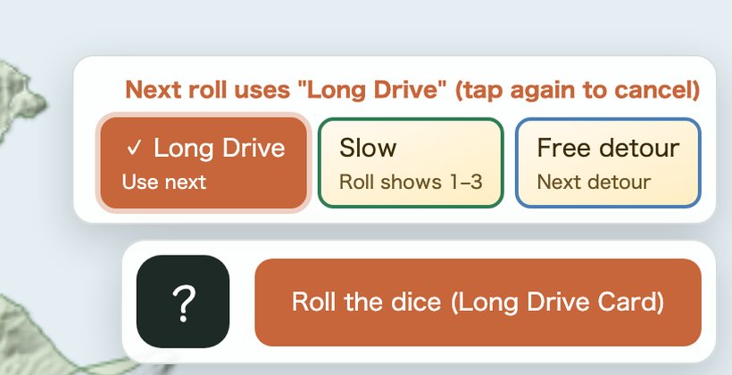 Cards in your hand and the Roll the dice button