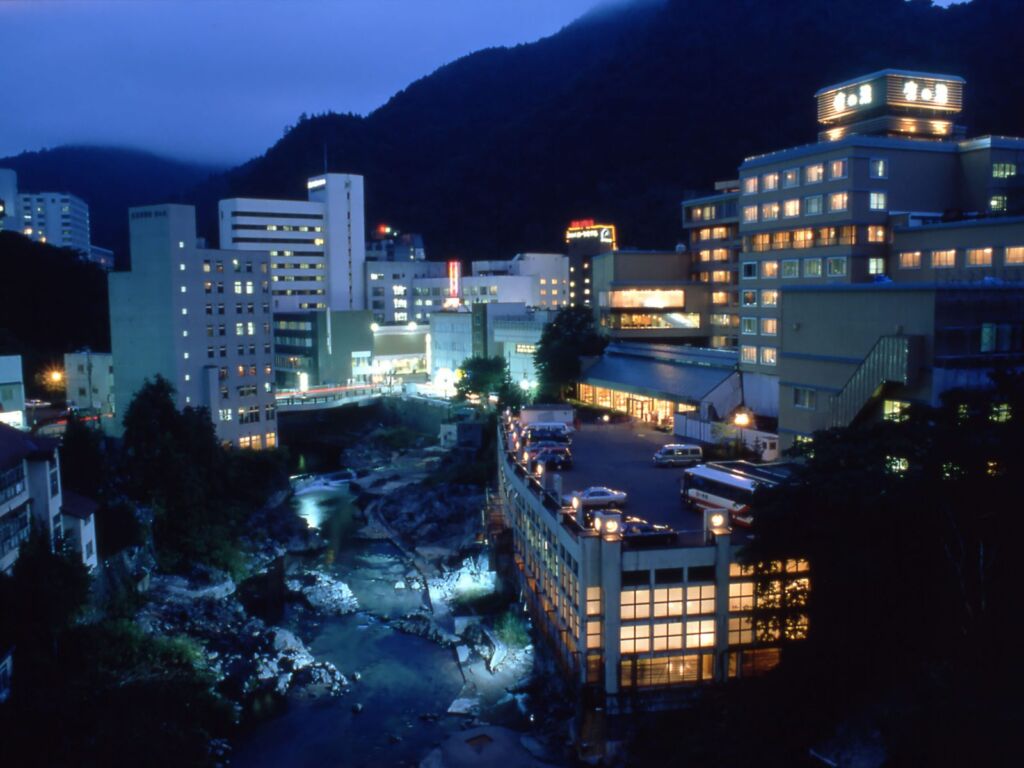 Jozankei Onsen town at dusk
